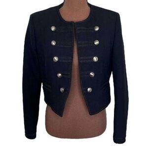 Mango Navy Structured Blazer with Silver Buttons